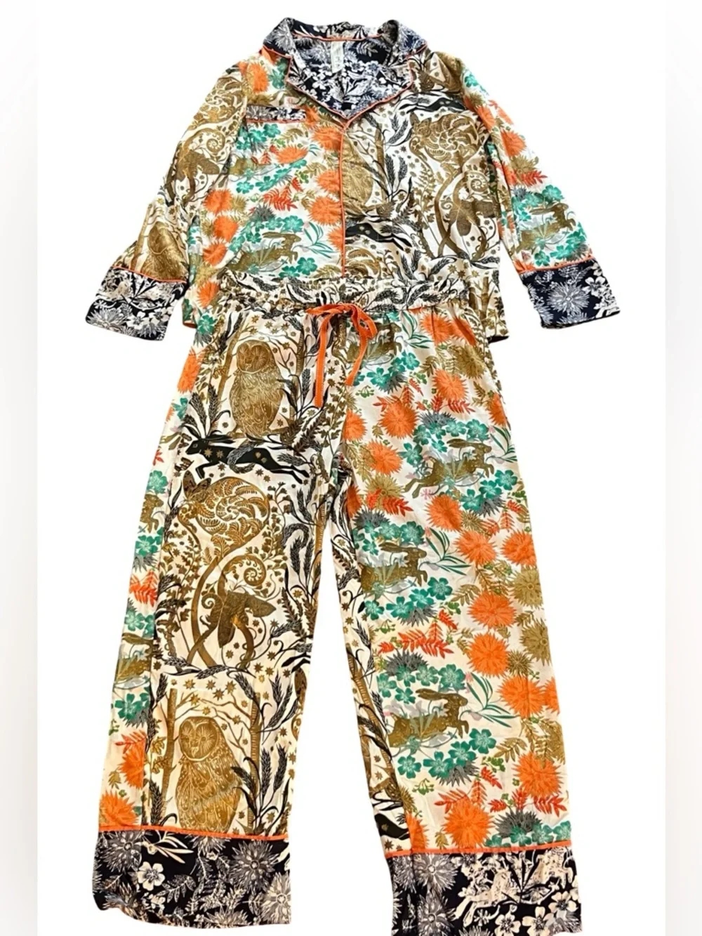 Anthropologie x Carolina K Pajama Set Size L Boho Botanical Luxe Lounge Set - Picture 8 of 13
